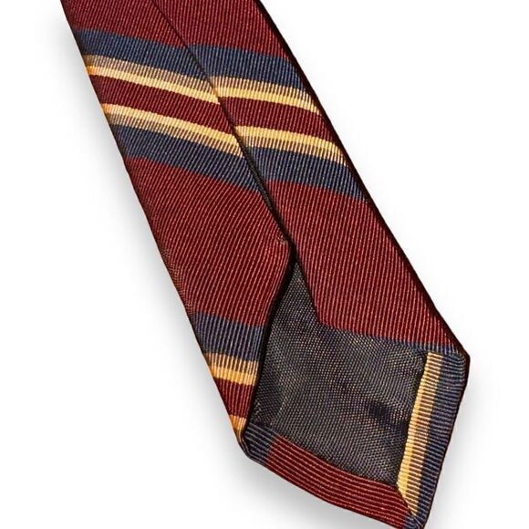 Ferrell Reed Rep Stripe Navy & Red Made in USA Neck Tie - Picture 6 of 7